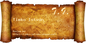 Timko István névjegykártya